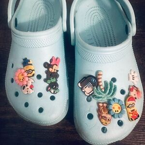 CROCS Kid’s Aqua Blue Water Shoes with Fun Charms